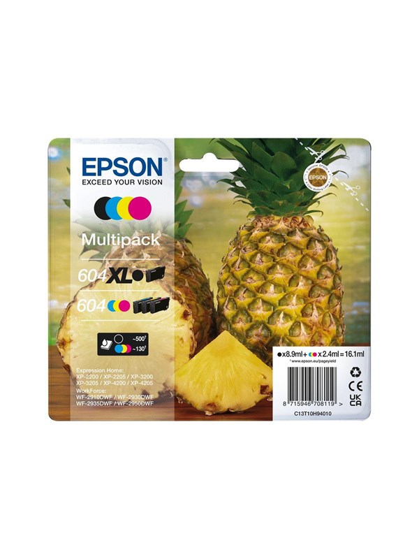 Epson 604/604XL -mustekasettipakkaus, musta, syaani, magenta, keltainen, 4 kpl