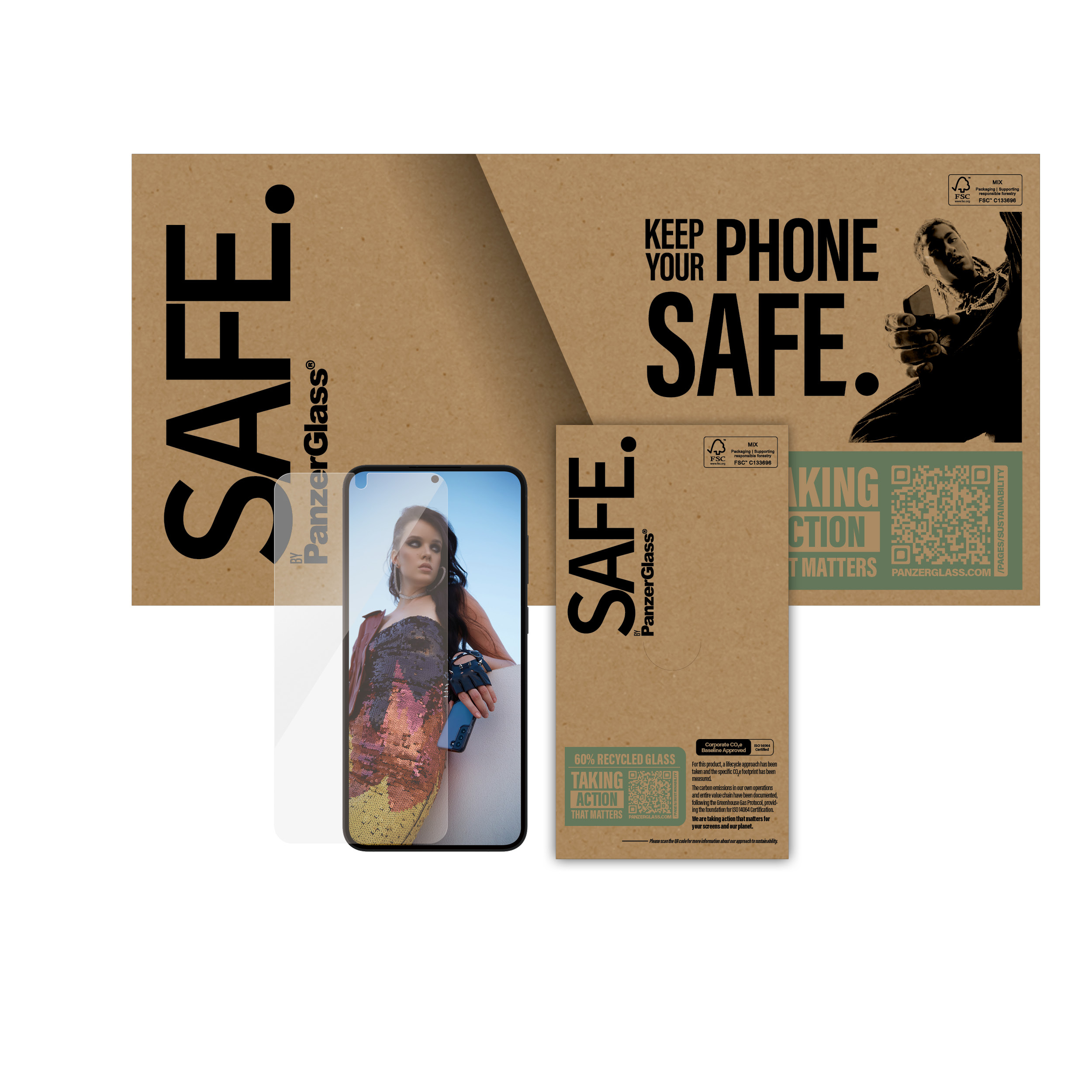 PanzerGlass SAFE. by - screen protector for mobile phone - ultra-wide fit
