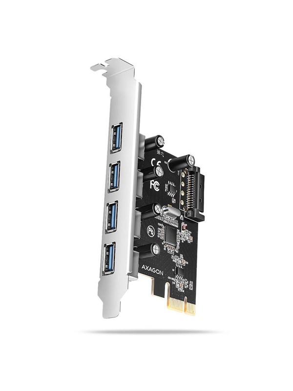 AXAGON 4 × USB-A 5 Gbps ulkoiset portit PCIe-kortti