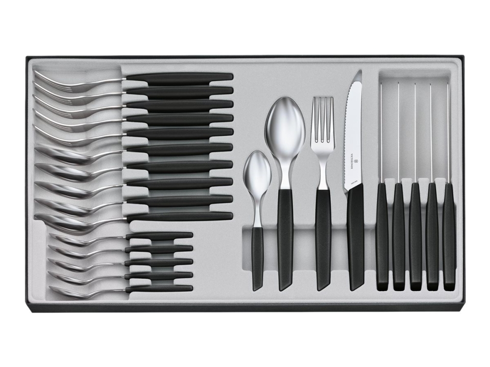 Victorinox Swiss Modern -aterinsetti, 24 osaa, musta