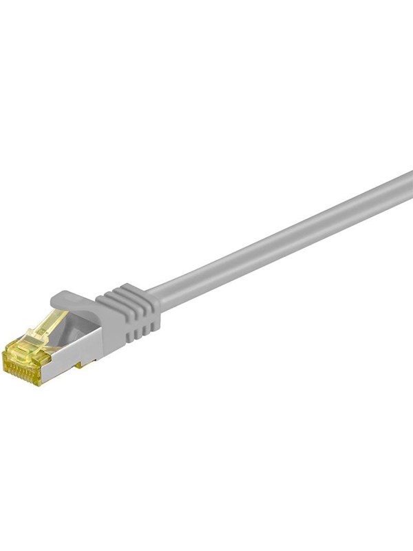Goobay RJ45 patchkabel S/FTP (PiMF), 500 MHz, med CAT 7 råkabel, grå, 30 m LSZH halogenfri kabelhölje, koppar, RJ45-kontakt (CAT 6A)