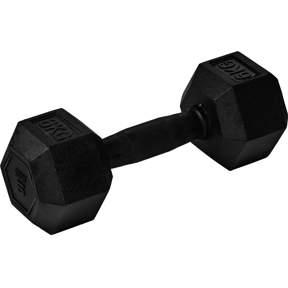 Master Fitness Nero Rubber Coated Hex, Hex hantlar - 6 kg