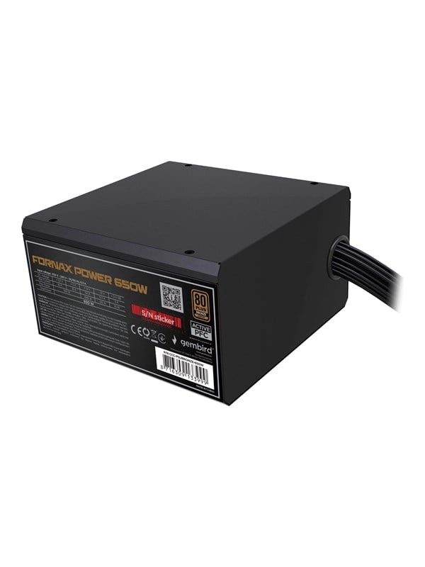 Gembird Fornax Power 650W 80+Bronze aktiivinen PFC tietokoneen virtalähde 120mm tuuletin 120mm tuuletin