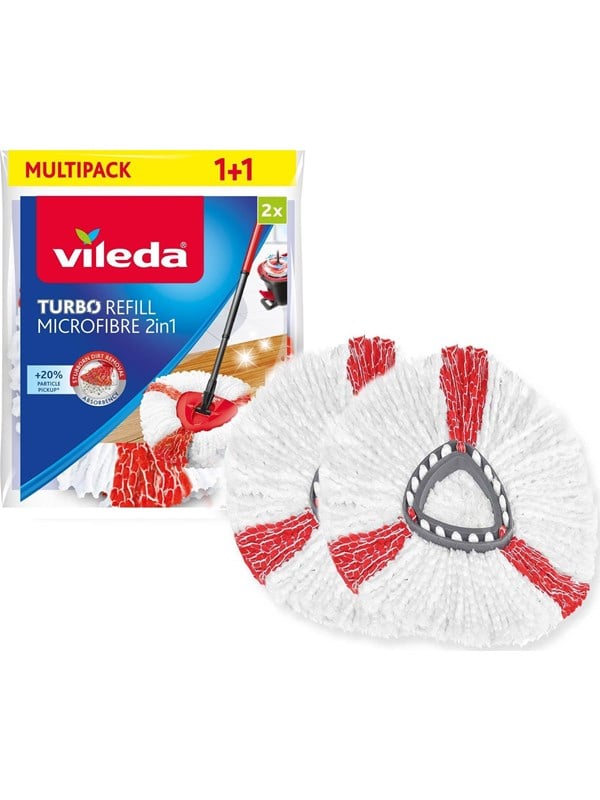 Vileda 4023103198227, Moppipää, Punainen, Valkoinen, Mikrokuitu, Polyamidi, Polyesteri, 2 kpl