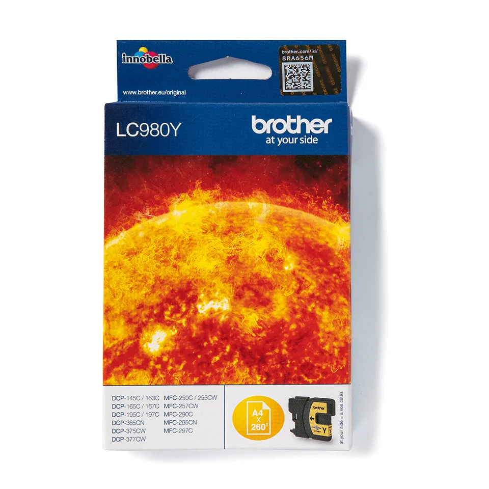 Brother LC980Y-mustekasetti, 5.5 ml, keltainen