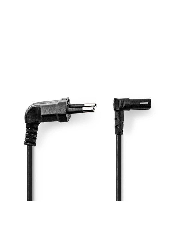 Sähköjohto | Euro Uros | IEC-320-C1 | Kulma | Kulma, 90 ° | Niklattu | 2.00 m | Litteä | PVC | Musta | Label