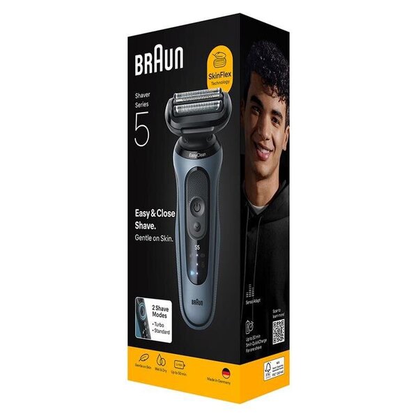 Braun Series 5 52-A1000s märkä- ja kuiva-ajoon -parranajokone, sininen