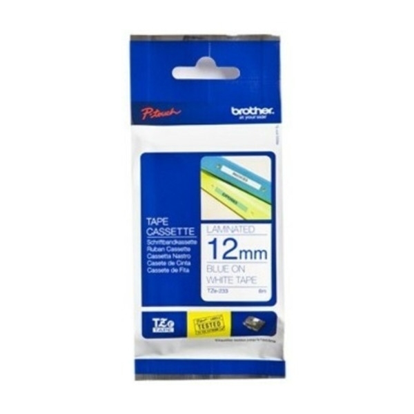 Brother TZe-233, Sininen valkoisella, Brother, 1,2 cm, 8 m, 1 kpl, 1,2 cm