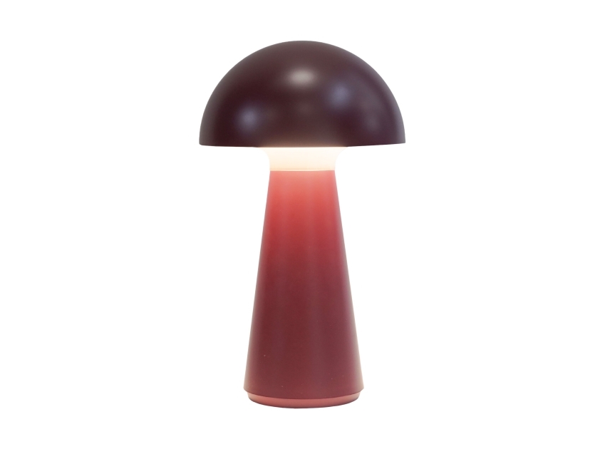 LED-akkukäyttöinen pöytälamppu Sam, viininpunainen, muovia, korkeus 28 cm, IP54