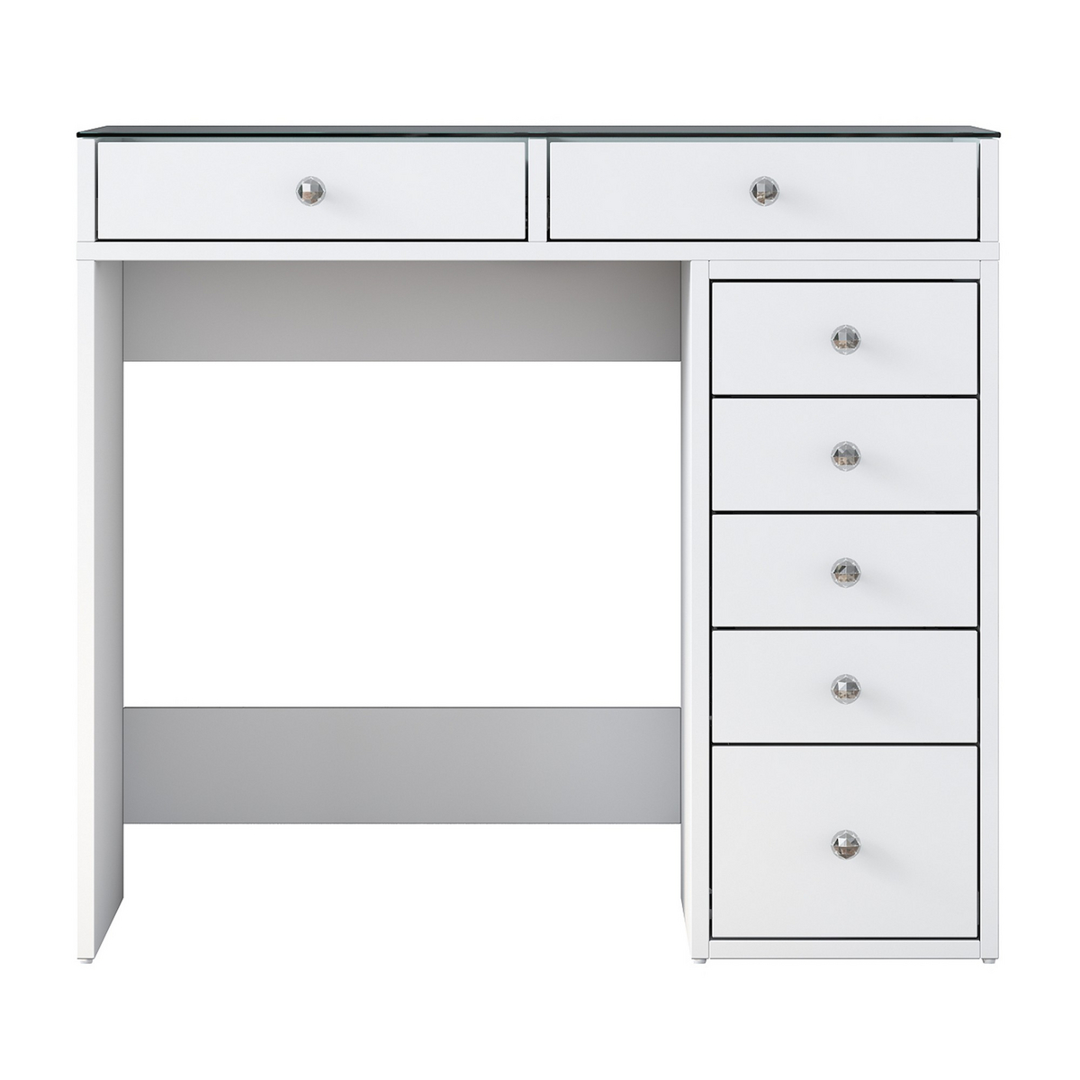 Norda Design Moderni valkoinen meikkipöytä, 90 cm x 79,8 cm x 44,5 cm | 100 % melamiinipinnoitettu, 18 mm paksu | Tyylikäs ja toimiva