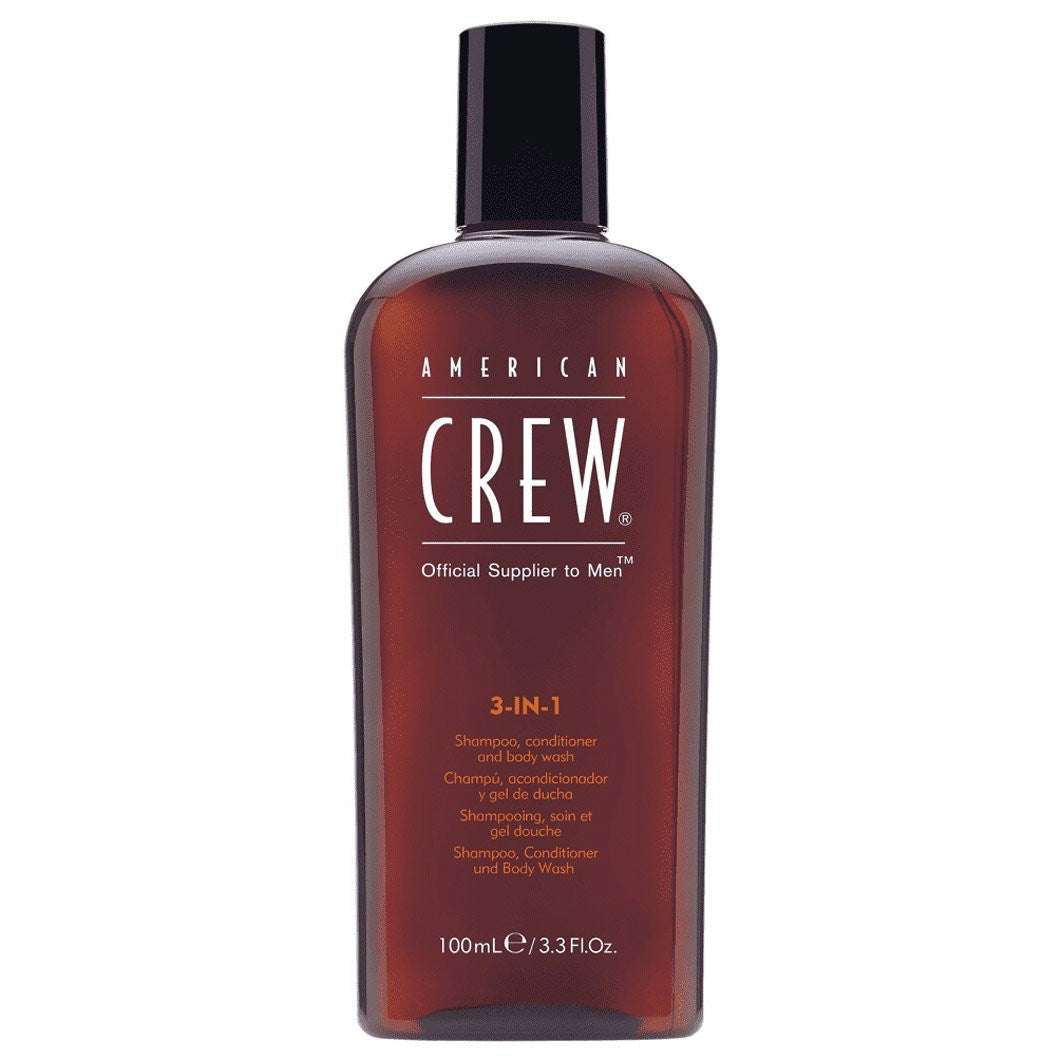 American Crew, Klassinen, vegaaninen, 3-in-1 kosteuttava hiusshampoo, hoitoaine ja suihkugeeli 100 ml