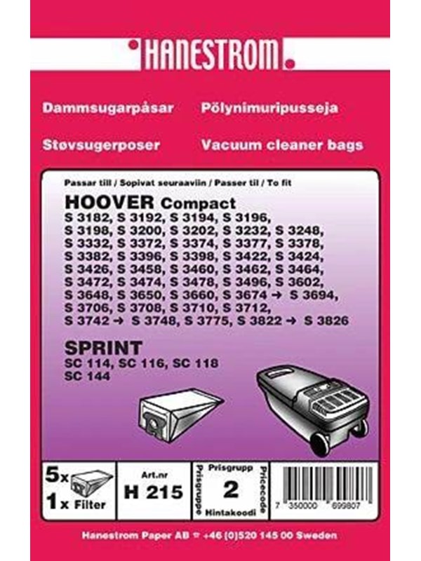 Haneström Pölypussit, paperi, 5kpl. DU12024 Vastaa: N/A