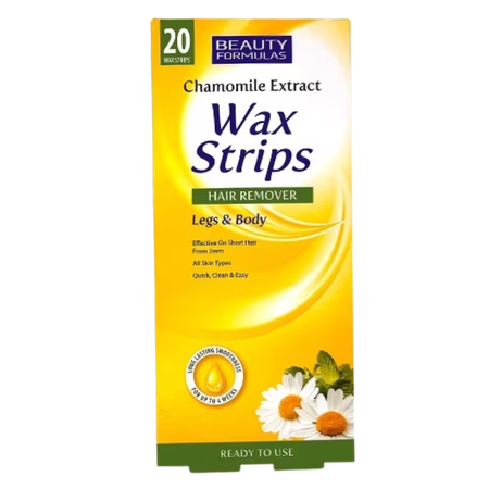 Beauty Formulas Chamomile Extract Legs & Body Hair Remover Wax Strips - 20 kpl