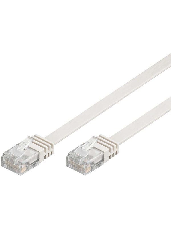 Goobay CAT 6 platt patchkabel, U/UTP, vit kopparledare (CU)
