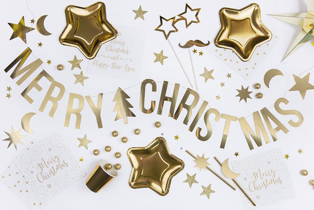 Banneri Merry Christmas, Kulta, 1,5m