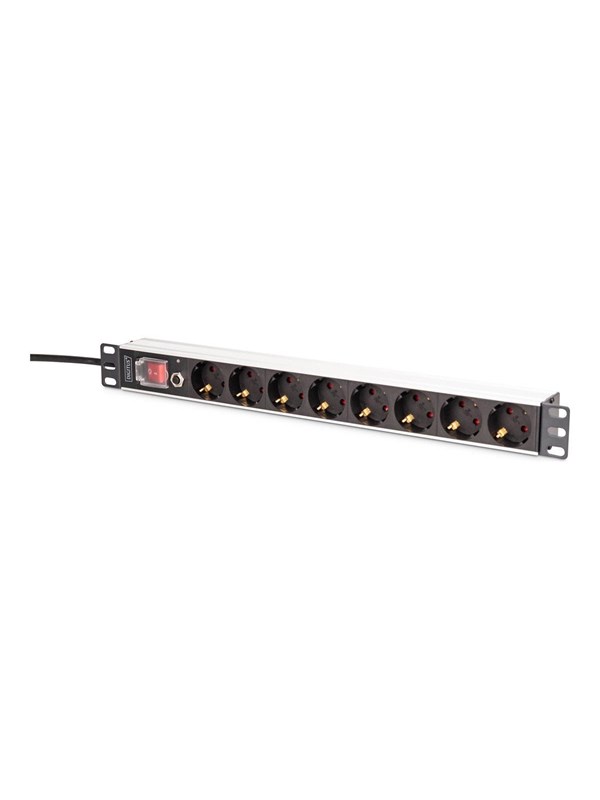 Digitus Dn-95436 Tehonjakeluyksikkö 8 Ac-pistorasia(a) 1u Musta, Hopea