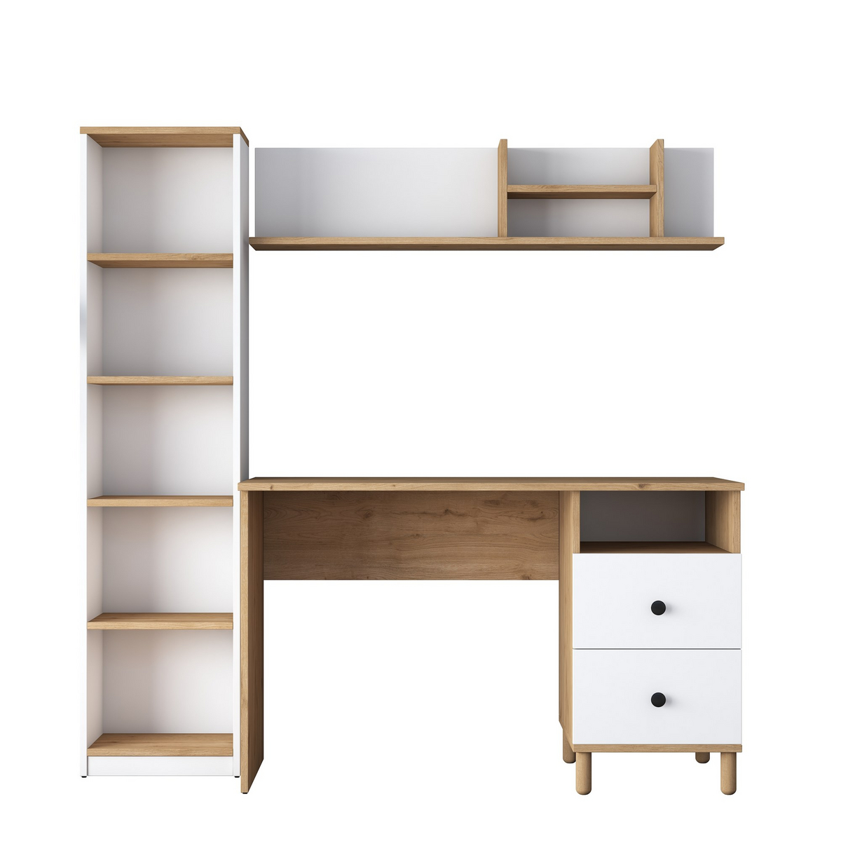 Norda Design Moderni opiskelupöytä, pähkinä ja valkoinen, 120 x 50 x 161,8 cm | 100 % melamiinipinnoitettu, 18 mm paksu | Tyylikäs ja käytännöllinen