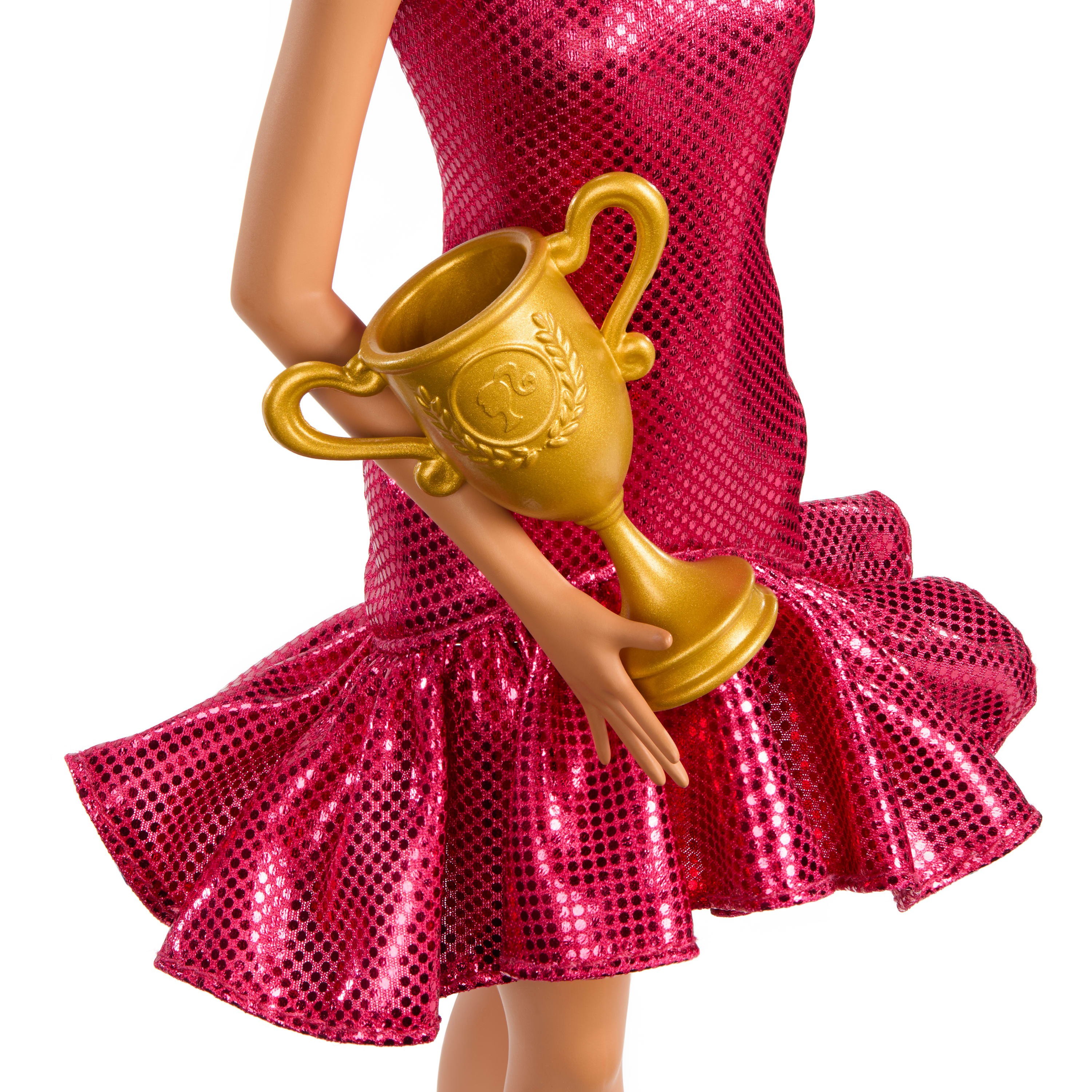 Barbie-nukke, punainen mekko ja palkinto sisältyvät hintaan