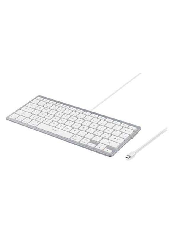 Deltaco USB-C Keyboard for iOS/MacOS - Näppäimistö - ilman numeronäppäimiä - Pohjoismainen - Hopea
