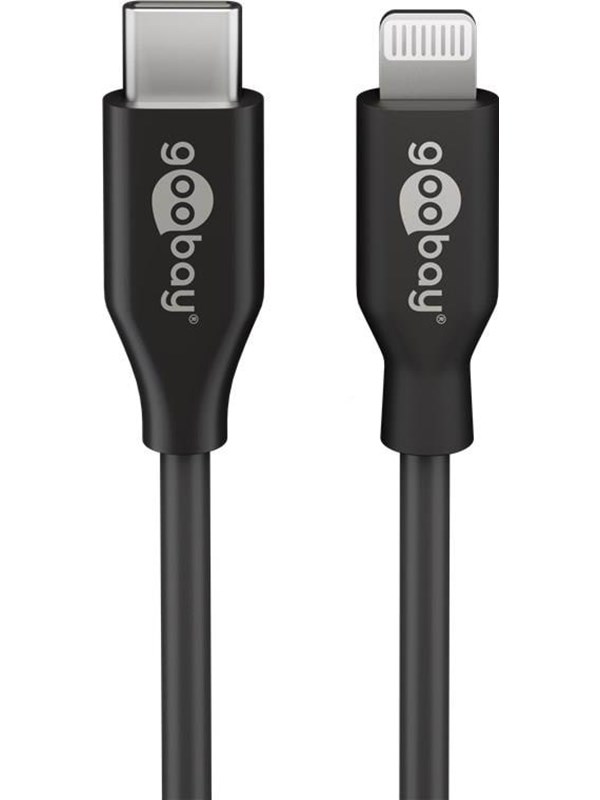 Goobay Lightning till USB-CTM laddnings- och synkroniseringskabel, 2 m, svart MFi-kabel för Apple iPhone/iPad