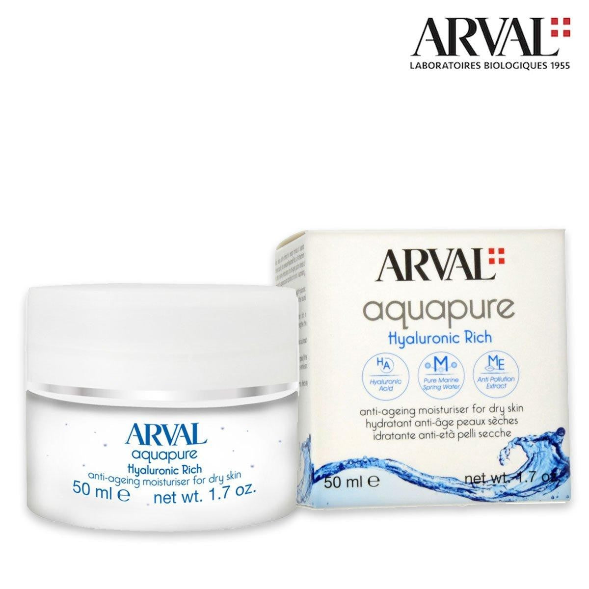 Arval Aquapure Hyaluronic Rich 50 ml. - Kosteuttava anti-age-voide kuivalle iholle