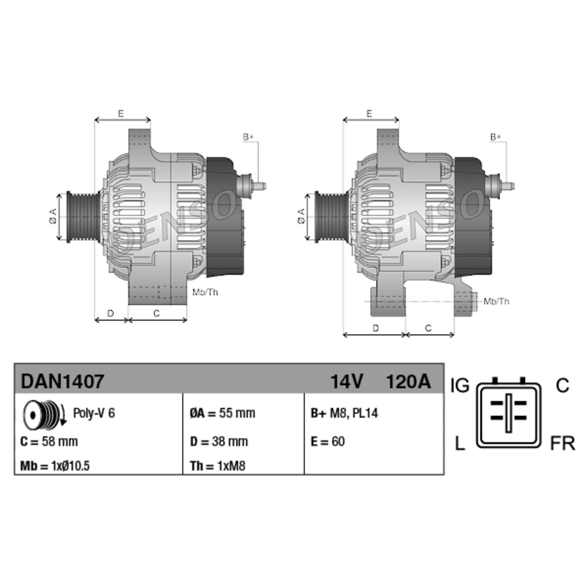 Laturi DENSO DAN1407