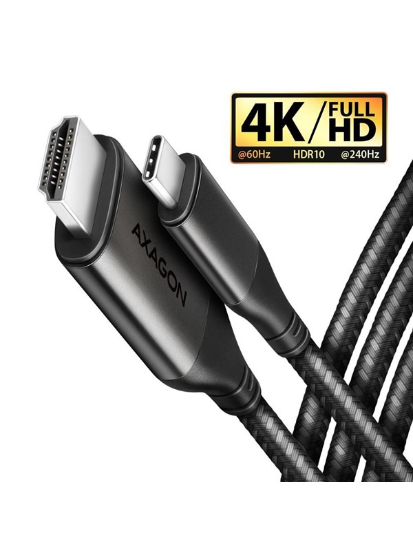 Axagon RVC-HI2MC, 1,8 m, USB Type-C, HDMI, urosliitin, urosliitin, suora liitin, suora