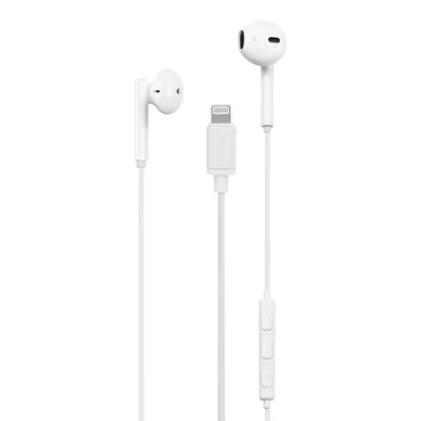 STREETZ Lightning-kuulokemikrofoni, in-ear, MFi, äänenv. säätö, valk.