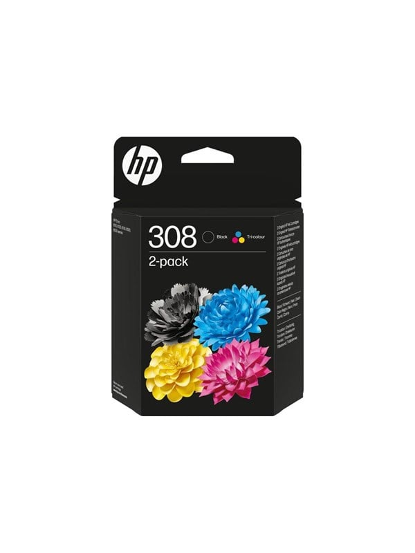 HP 308 -mustekasettipakkaus, monivärinen, 2 kpl