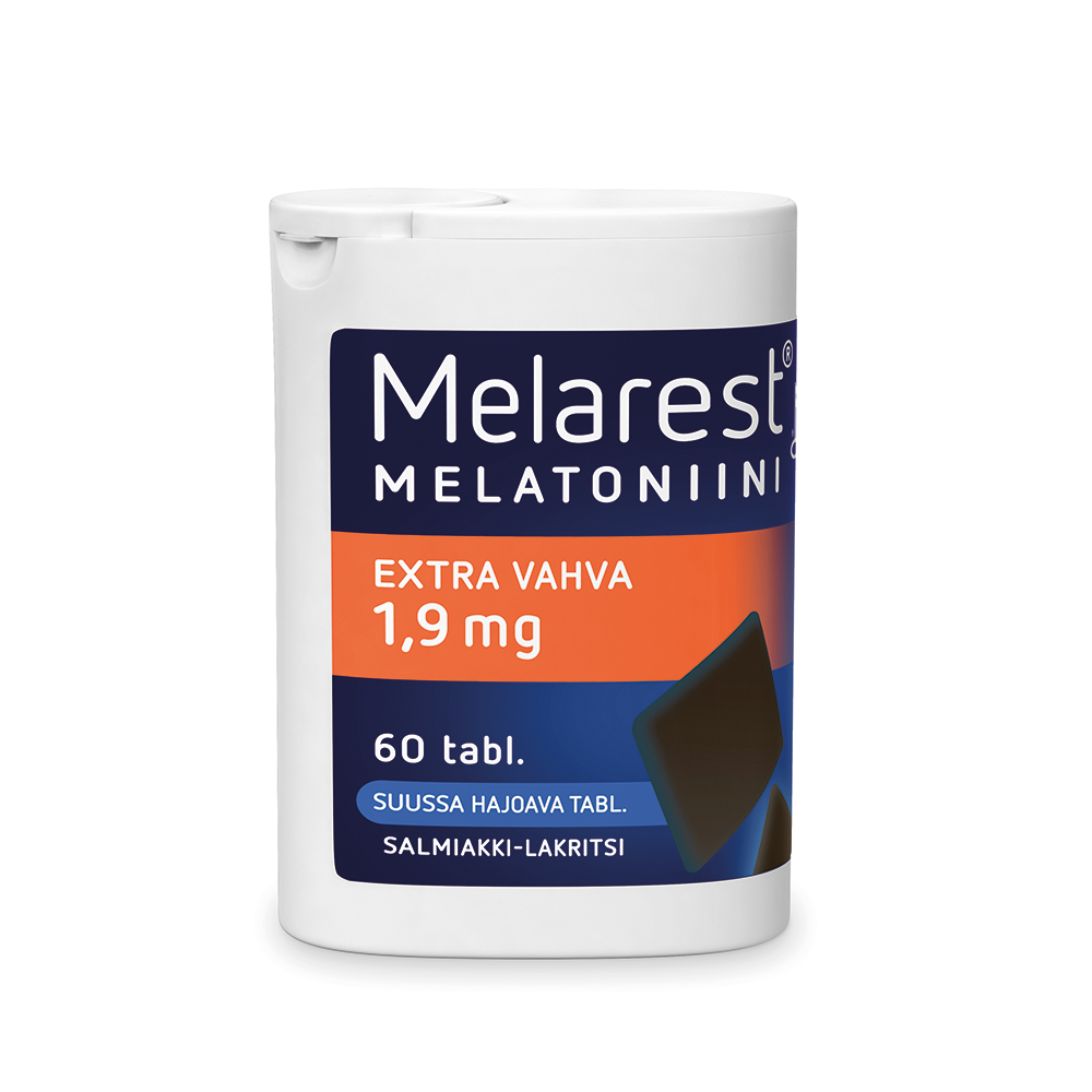 Melarest Melatoniini Extra Vahva 60 tabl salmiakki-lakritsi 1,9 mg
