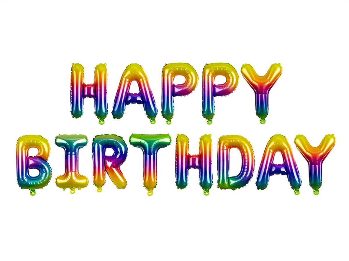 Foliopallo - Happy Birthday - Sateenkaari, 340 x 35 cm
