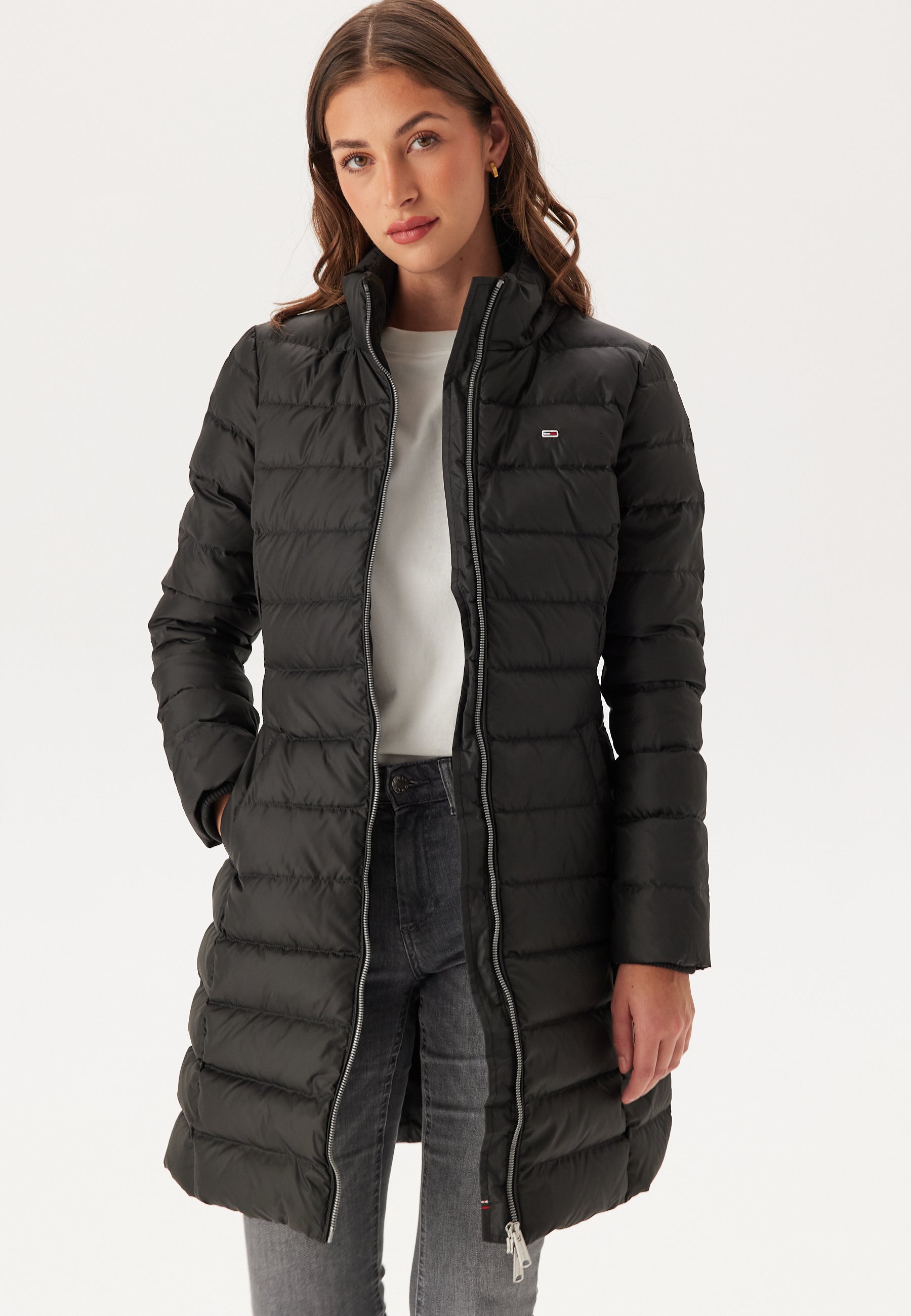 Tommy Jeans Pitkä talvitakki 'ESSENTIAL' meleerattu beige / musta