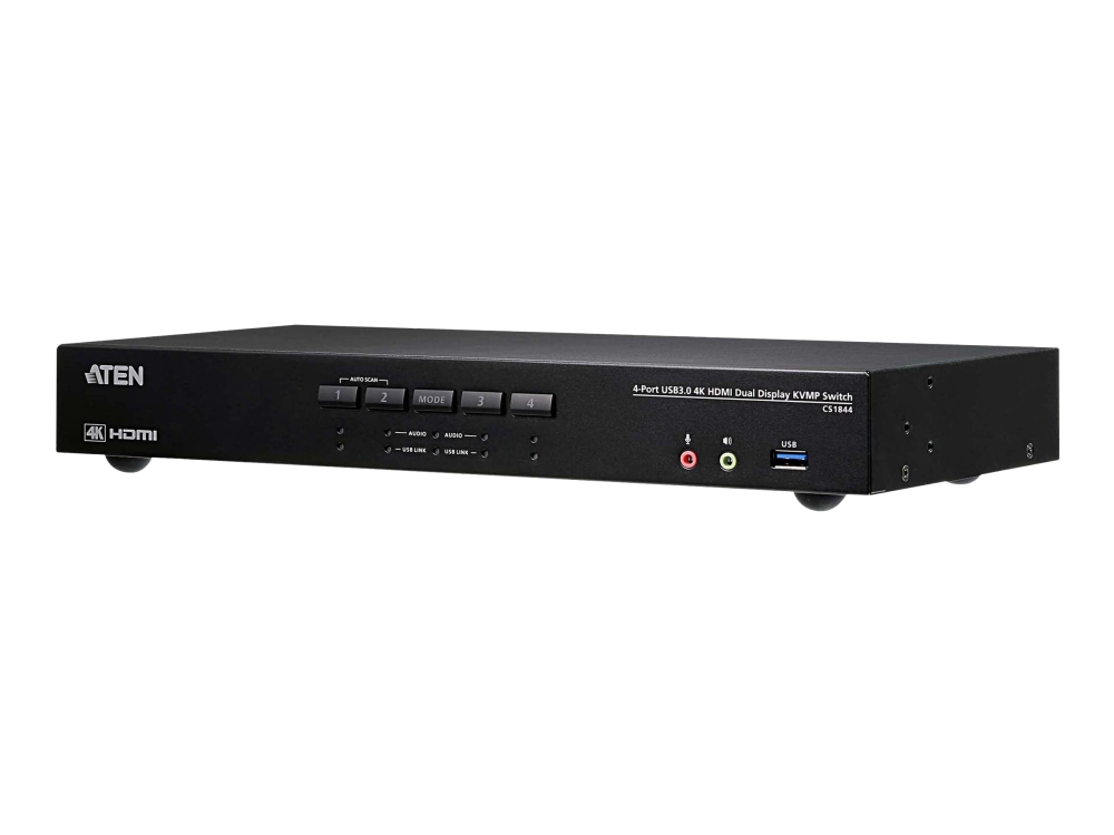 ATEN 4-Port True 4K HDMI Dual-View KVM Switch with Audio & USB 3.0 Hub