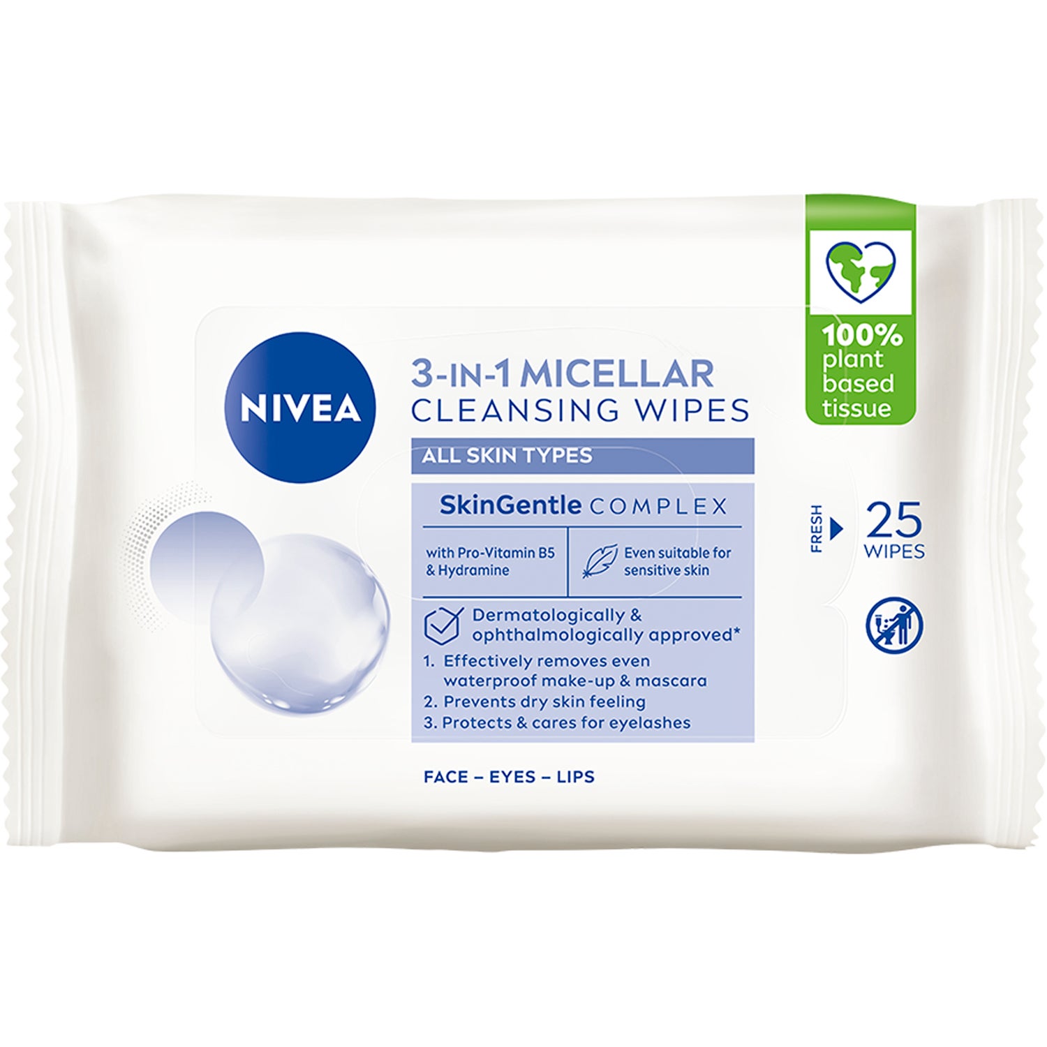 NIVEA 3-in-1 Micellar Cleansing Wipes 25 kpl