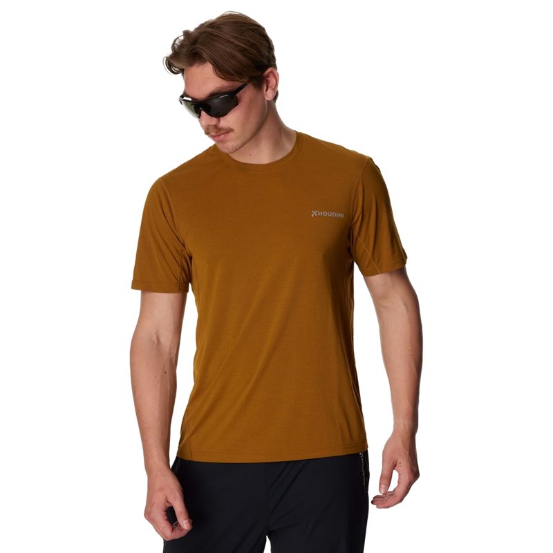 Houdini M's Pace Air Message Tee Greenish Gold / Houdini Logo - S