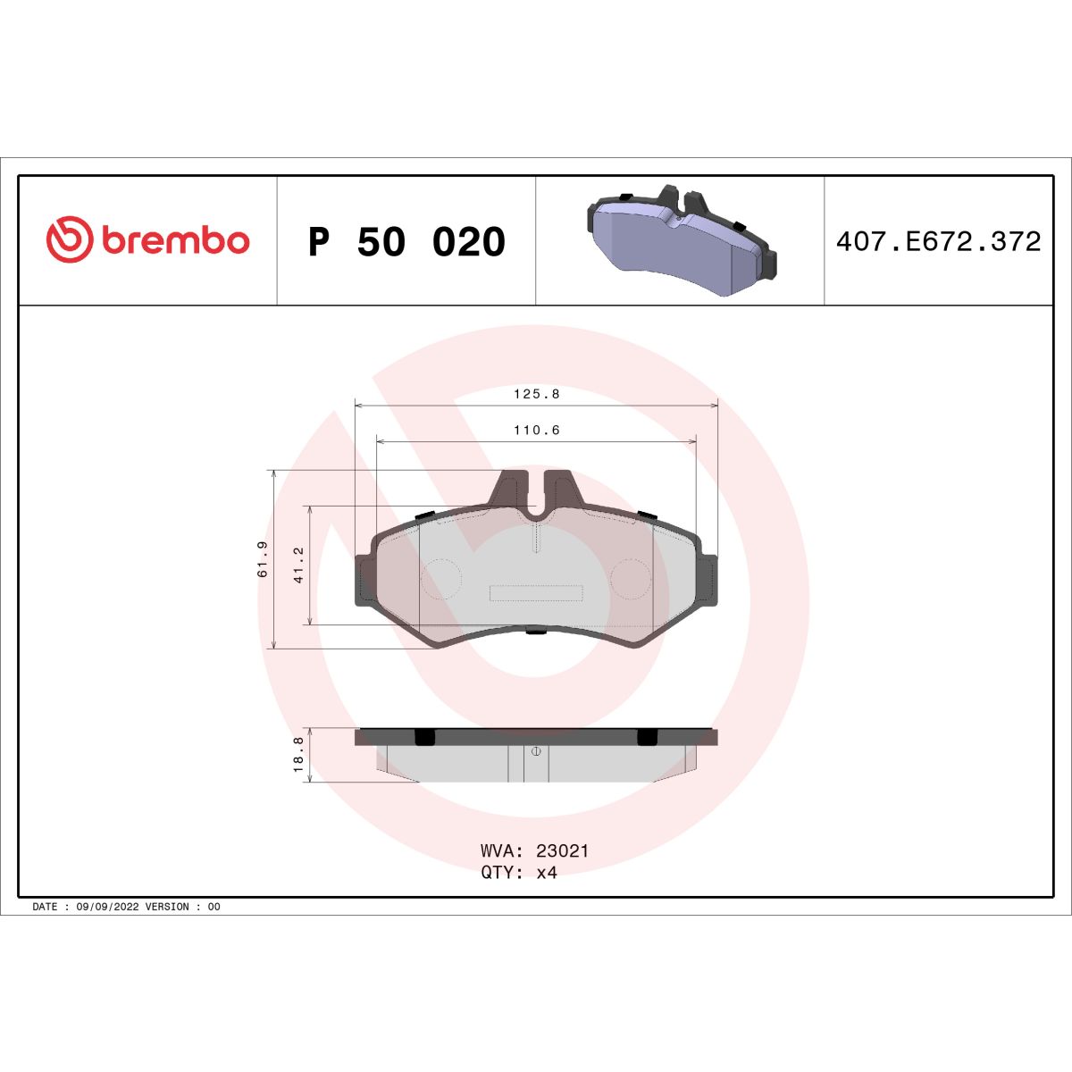 Jarrupalat, levyjarru BREMBO P 50 020