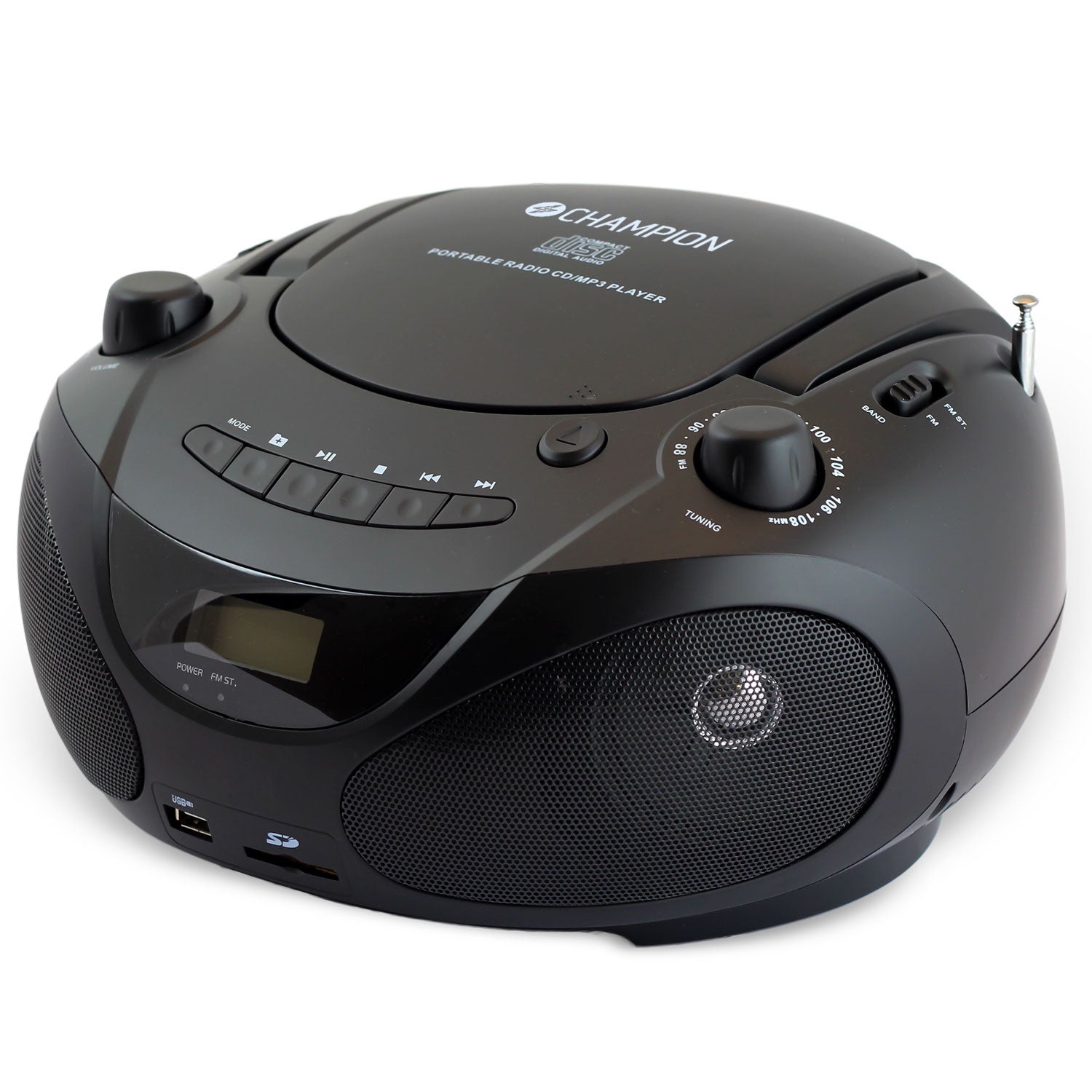 Champion Boombox CD/Radio/MP3/USB Black