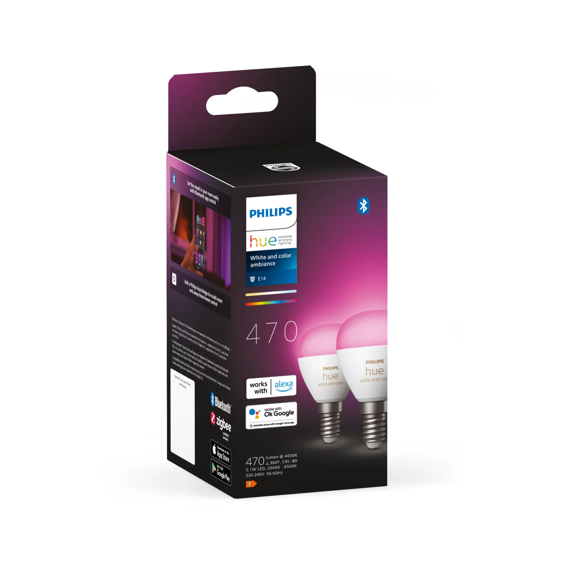 Philips Hue White and Color Ambiance E14 Smart luster bulb (2-pack)