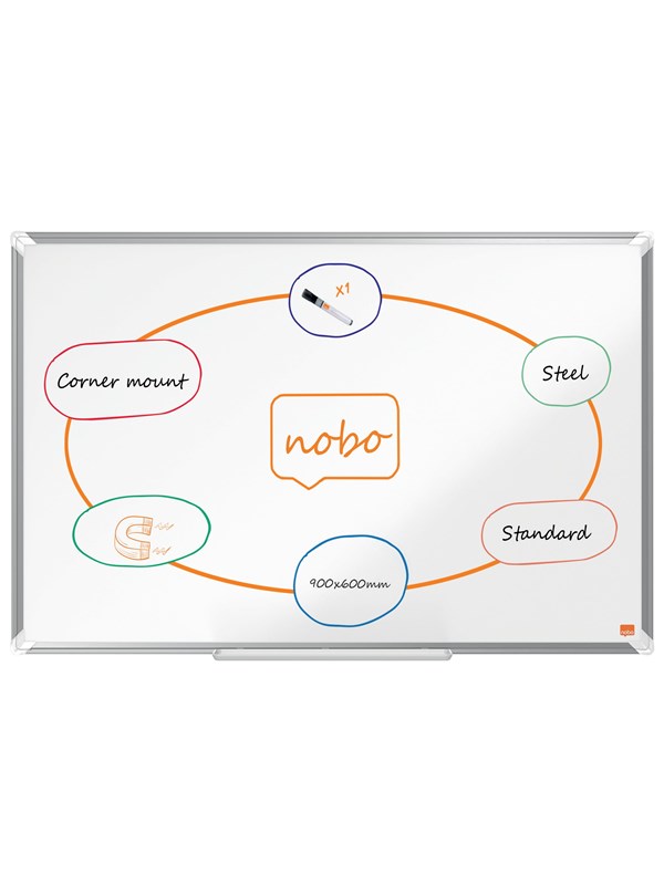 Nobo Whiteboard Premium Plus Steel Magneettinen 90x60cm