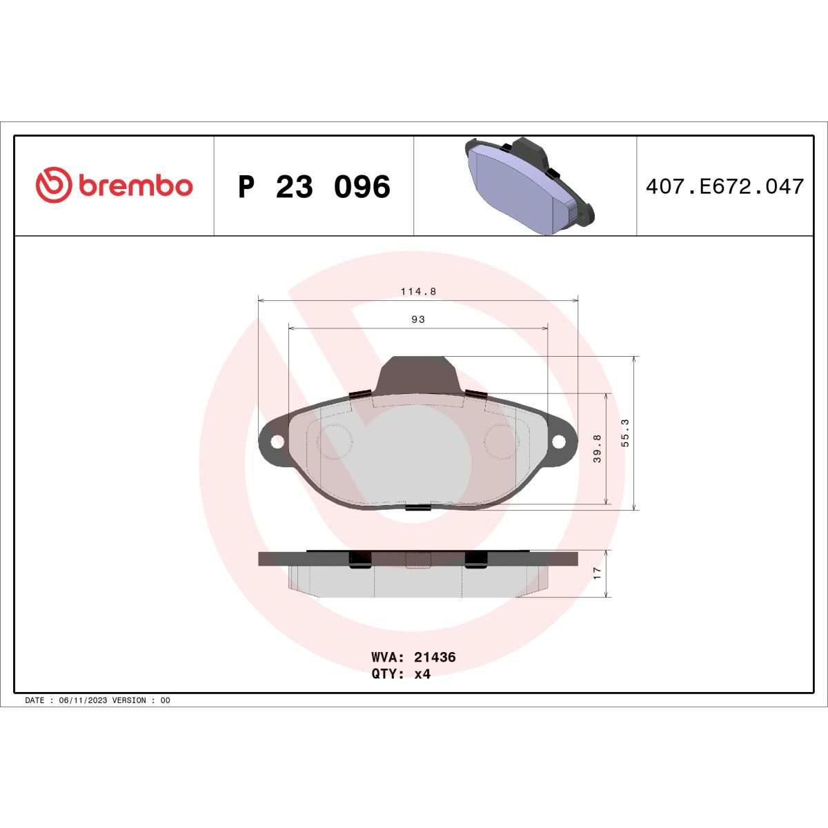 Jarrupalat, levyjarru BREMBO P 23 096