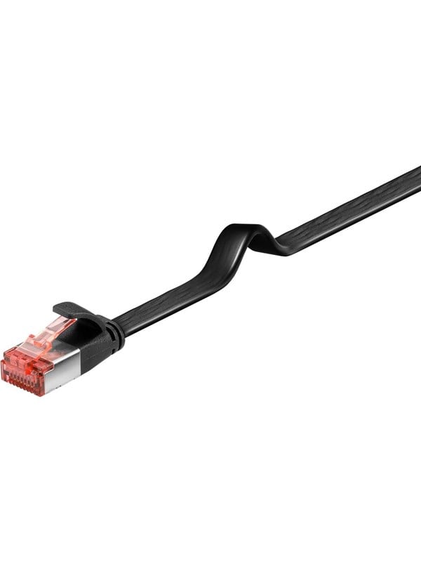 Goobay CAT 6 platt patchkabel, U/FTP, svart kopparledare (CU)