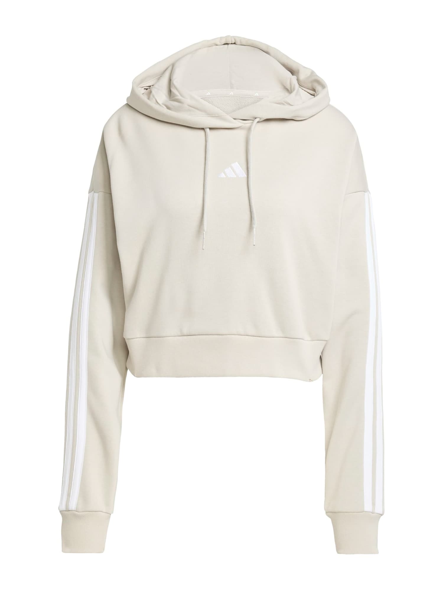 ADIDAS SPORTSWEAR Urheilullinen collegepaita 'ESSENTIALS 3-STRIPES FRENCH TERRY CROPPED'  beige / valkoinen