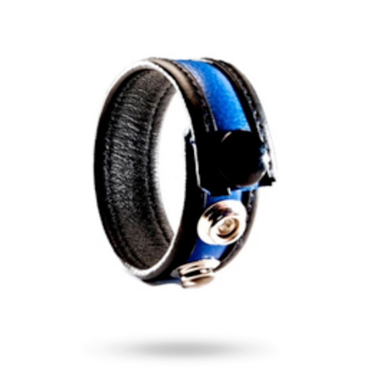 The Red Leather Cockring 3-snaps Black-Blue Penisrengas
