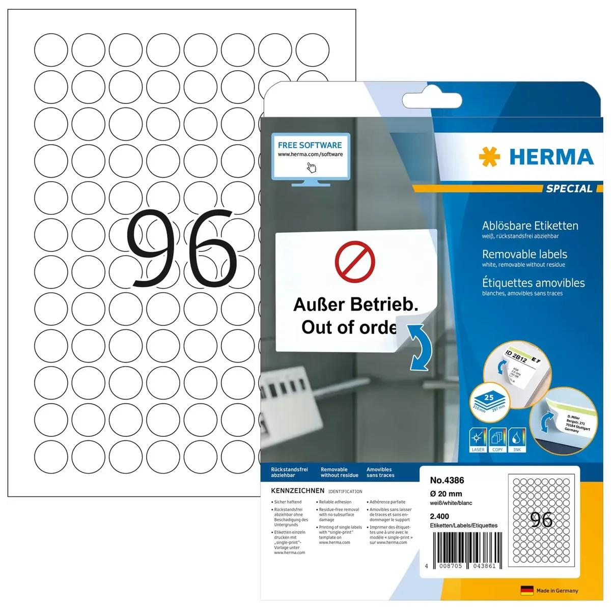 Herma label removable ø20 (2400)