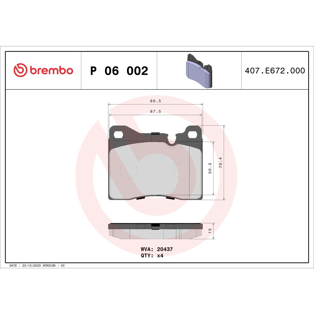 Jarrupalat, levyjarru BREMBO P 06 002