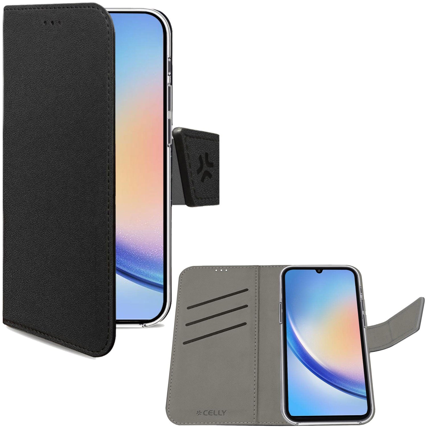 Celly Wally Wallet Case Galaxy A35 5G Svart