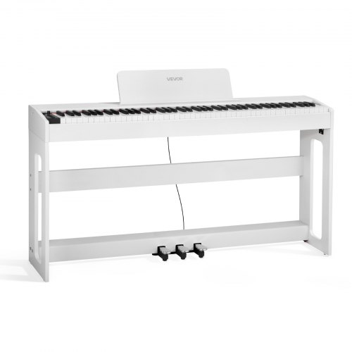 VEVOR Weighted Digital Piano, 88 Keys Fully Weighted, Electric Piano Keyboard with Furniture Stand, Power Adapter, Triple Pedal, Record Function, 280 Tones, Wireless Connection, for Beginners, White