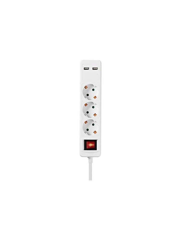 Nedis Jatkojohto | Maadoitettu virtaliitin / Tyyppi F (CEE 7/7) | 3-suuntainen | 1.50 m | 3680 W | 16 A | USB Liitäntä | On/off-kytkin | Valkoinen