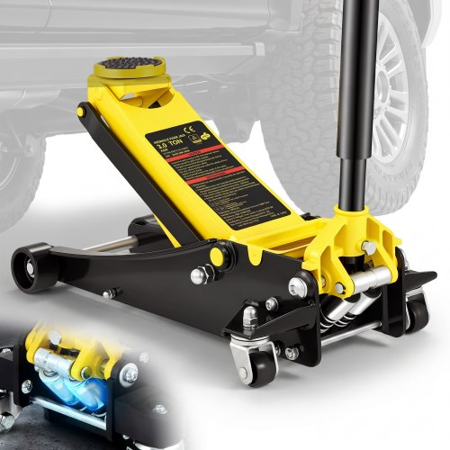 VEVOR Floor Jack, 3 Ton Low Profile Floor Jack, Heavy-duty Steel Racing Floor Jack with Dual Pistons Quick Lift Pump, Floor Jack Lifting Range 3.35"-19.69"