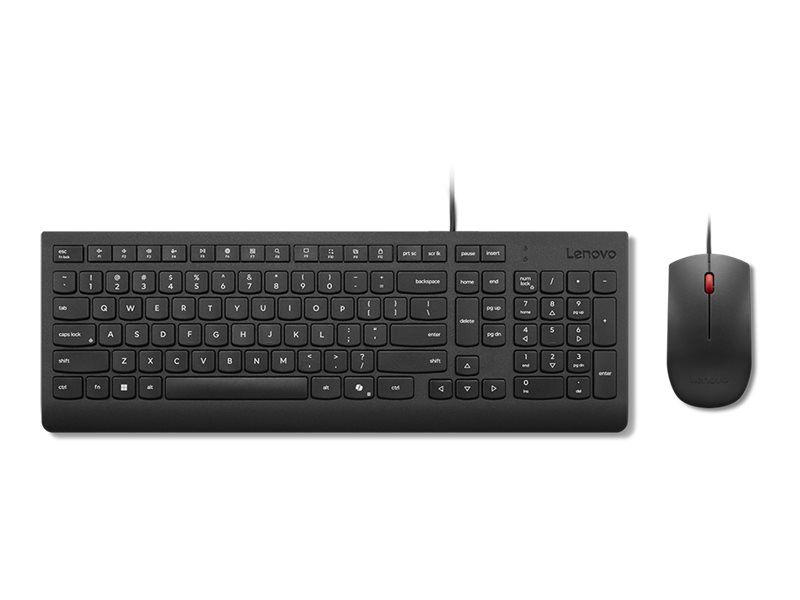 Lenovo Essential Wired Combo - Näppäimistö ja Hiirisetti - Pohjoismainen - Musta